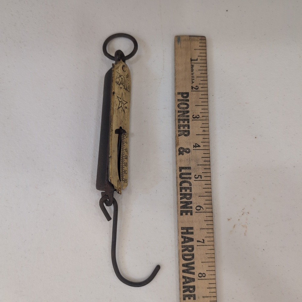 Vintage PS & W Co.‎ Brass Hanging Scale 25 lb Star Antique 8.5 inch 1890-1910 - Picture 10 of 10